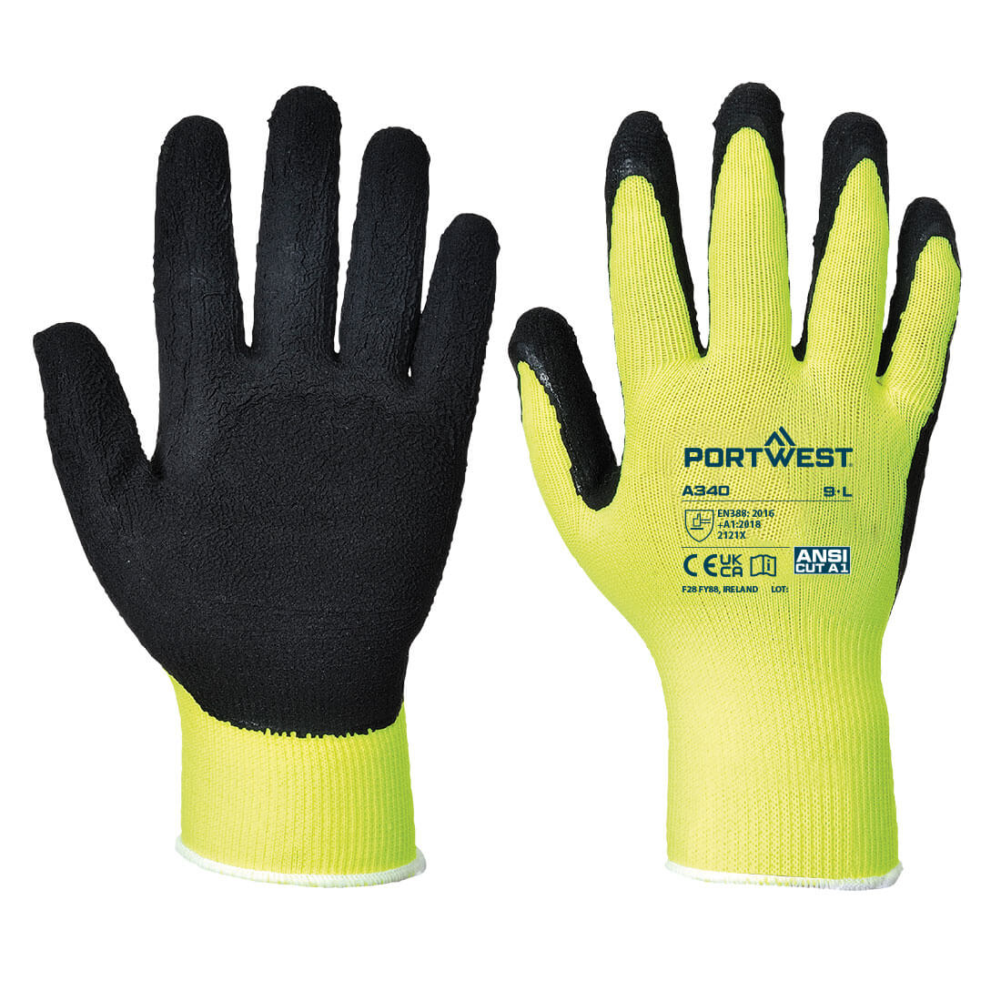 A340 - Hi-Vis Grip Handske Latex